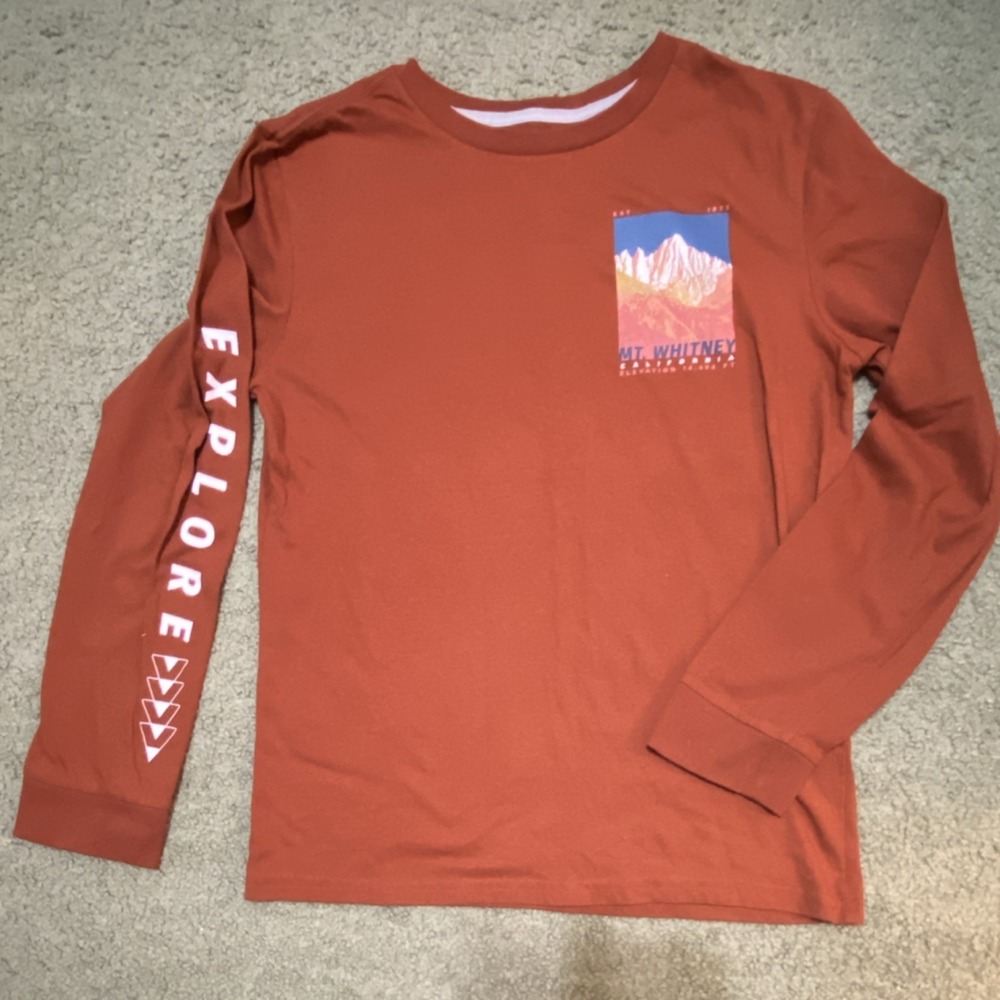 Sonoma Boys XL 18/20 Rust Mt. Whitney Graphic Long Sleeve T-Shirt Pullover